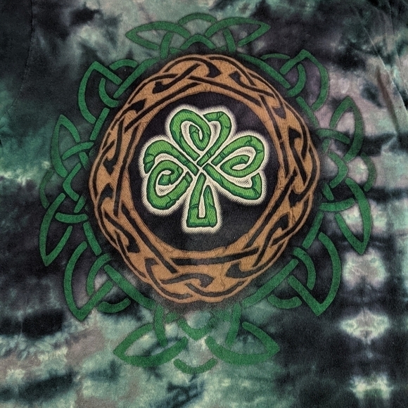 VINTAGE tie dye Irish Celtic tee t-shirt Green St. Patrick's day crew neck small - Picture 3 of 7